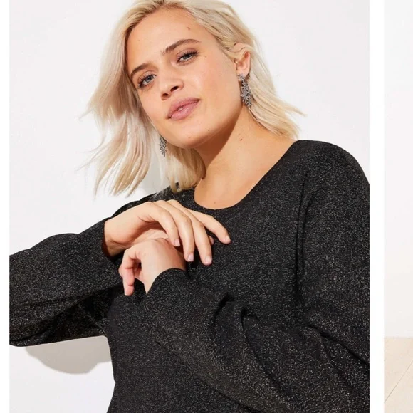 LOFT Plus Shimmering Black Sweater Dress size 20/22 NWT - Picture 8 of 16